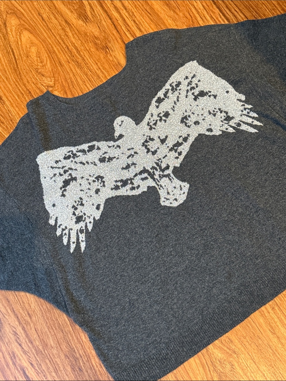 Koch Cashmere Wool Dolman Sleeve Gray Thunderbird Eagle Bird Sweater USA Small - Picture 6 of 6